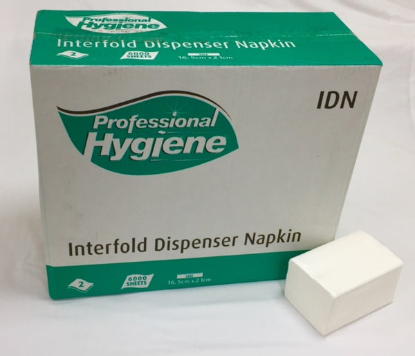 White Interfold Dispenser Napkin 21cm x 16.5 cm 6000 per case